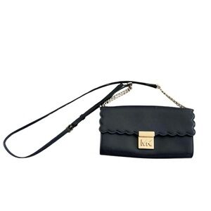 Michael Kors scalloped black and gold clutch wallet crossbody